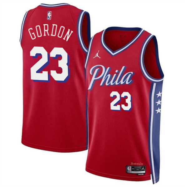 Men%27s Philadelphia 76ers #23 Eric Gordon Red Statement Edition Stitched Jersey Dzhi->new york knicks->NBA Jersey